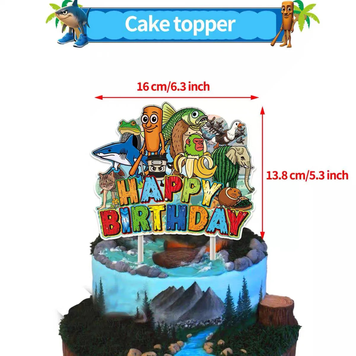 Italian Brainrot Kids Birthday Party Supplies Tung Tung Tung Sahur Banner