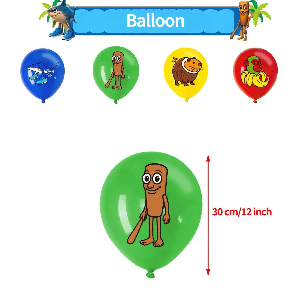 Italian Brainrot Kids Birthday Party Supplies Tung Tung Tung Sahur Banner
