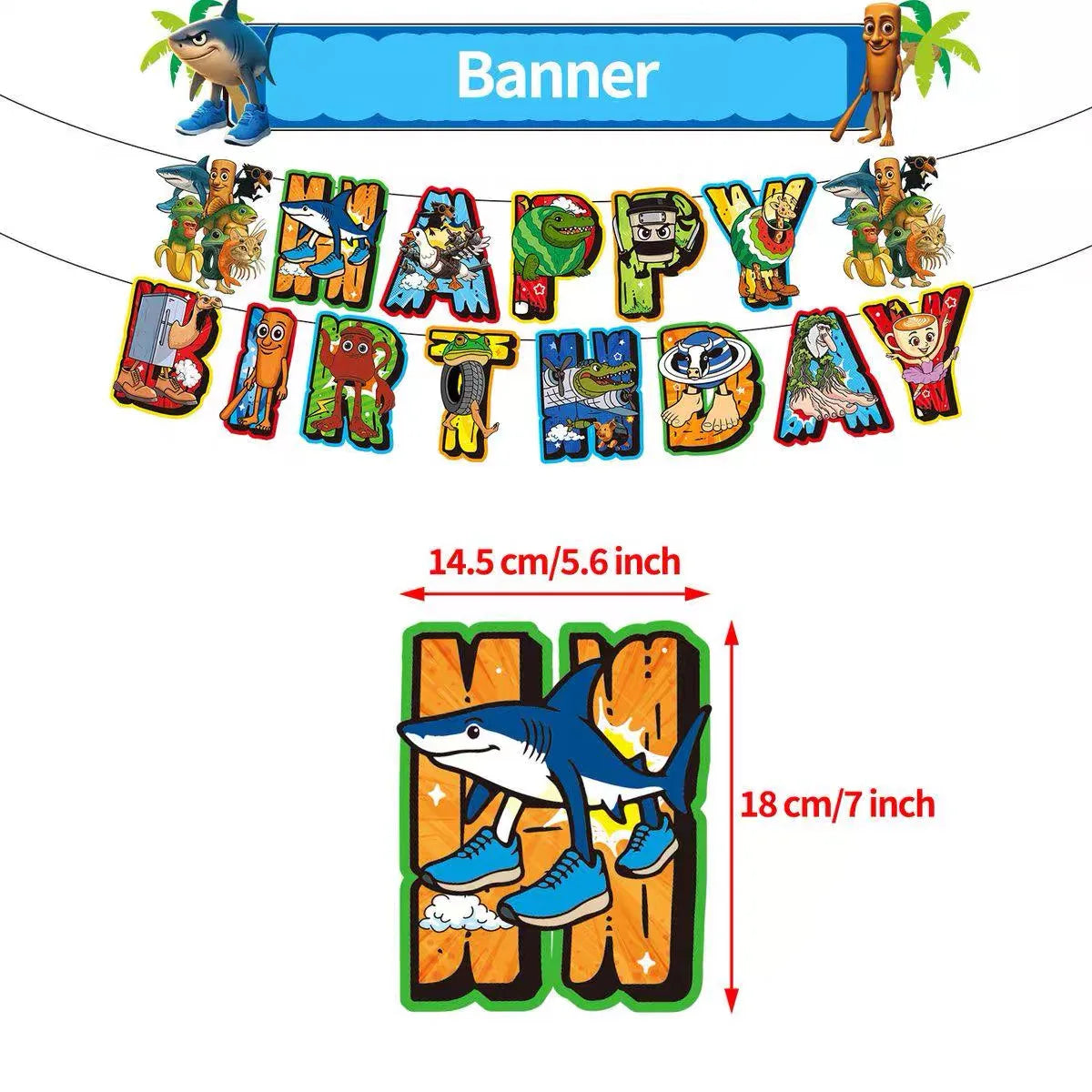 Italian Brainrot Kids Birthday Party Supplies Tung Tung Tung Sahur Banner