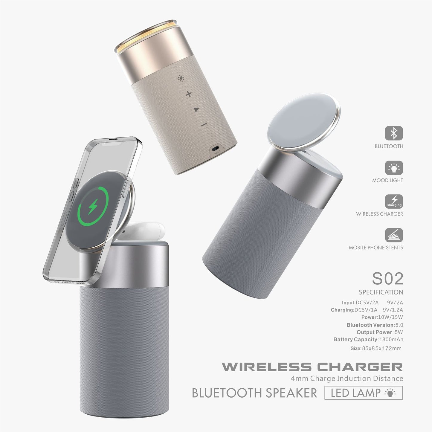3-in-1 Multi-Function Charger Speaker With Touch Lamp